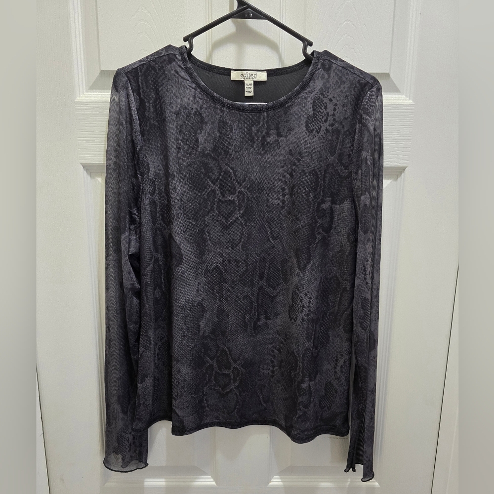 Edited By Remi Bader Women's Long Sleeve Mesh Top XL